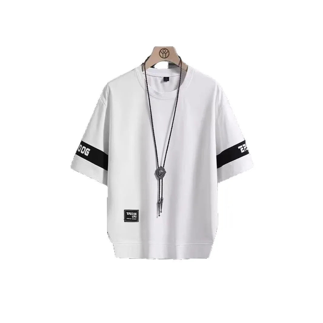 New Short-sleeved T-shirt Men's Summer Thin Top Hong Kong-style Fashionable Ins Casual Half-sleeved Shirt