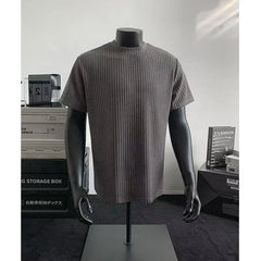 Men's Summer Casual Style Solid Breathable Loose Fit Short-Sleeved Knitted T-Shirt