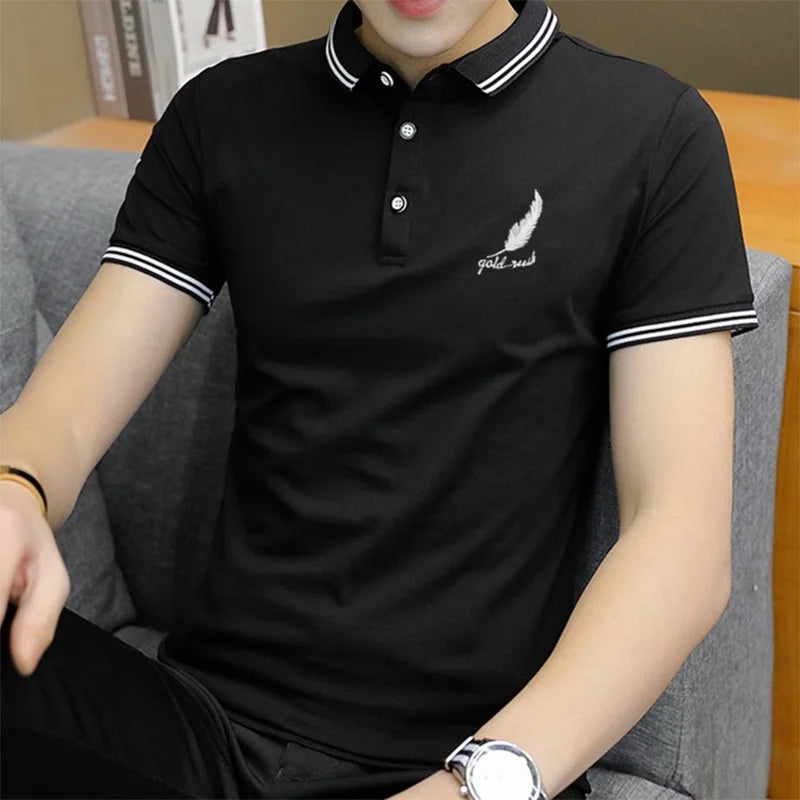 Summer Stand-up Collar Polo Shirt Business Gentleman Short-sleeved Fashion Men's Short Tpolo Shirt