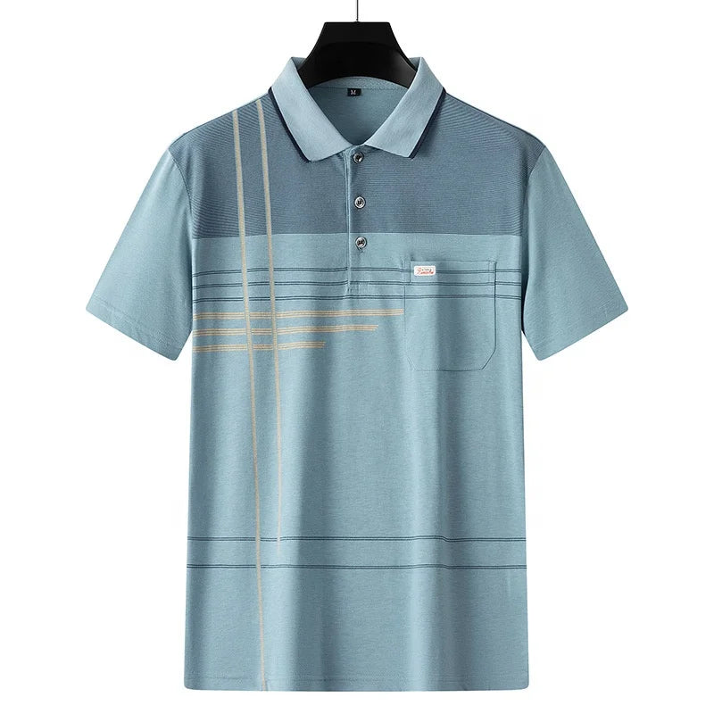 New Plus Size Men's Casual Fashion Printed Polo Shirt - Short Sleeve Lapel T-Shirt