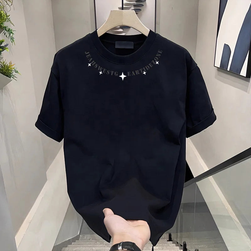 Unisex Heavyweight Cotton Short Sleeve T-Shirt Summer New Arrival Chinese Trendy Style Couple-Friendly Casual Top