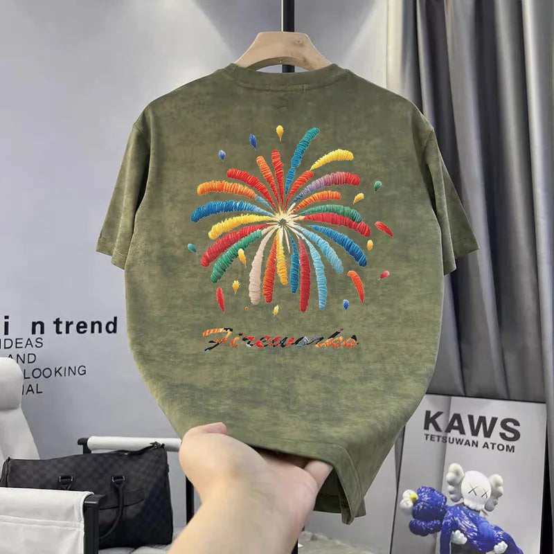 New Tie-Dye Old Style Trendy Short-Sleeved T-Shirt Men's European Style Slim-Fit Trendy Brand Summer Men's T-Shirt
