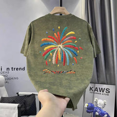 New Tie-Dye Old Style Trendy Short-Sleeved T-Shirt Men's European Style Slim-Fit Trendy Brand Summer Men's T-Shirt
