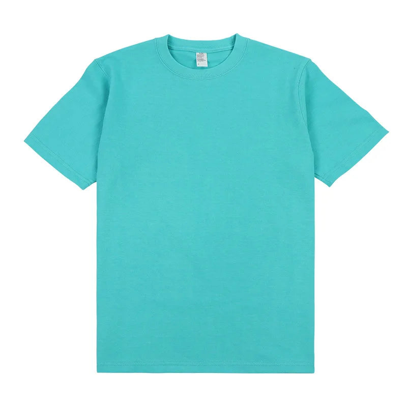 Summer Fashion Solid Color Cotton T-shirt Men's Trendy Crew Neck Short-Sleeve Top