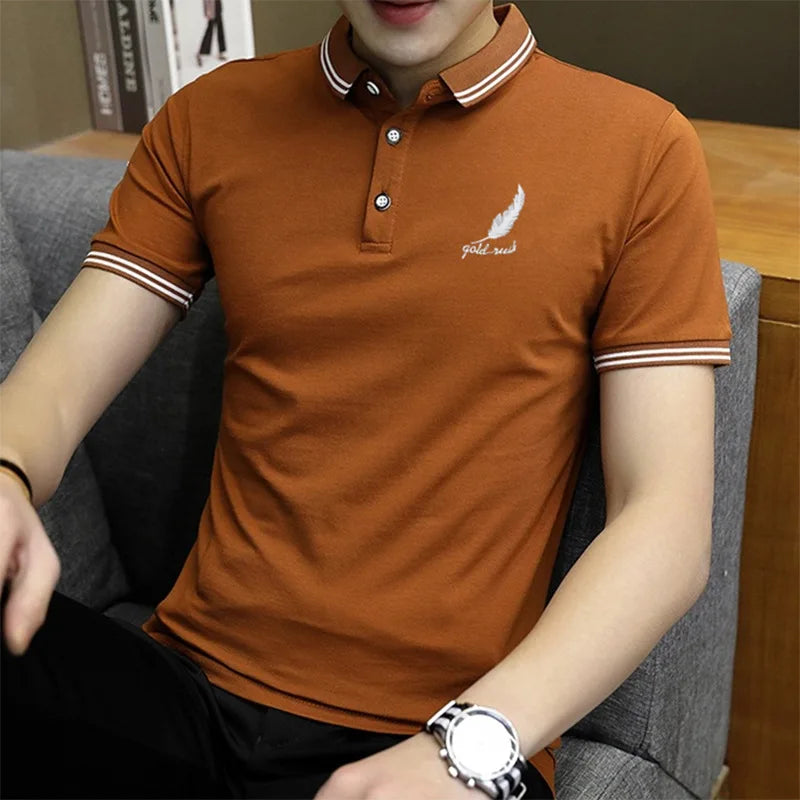 Summer Stand-up Collar Polo Shirt Business Gentleman Short-sleeved Fashion Men's Short Tpolo Shirt