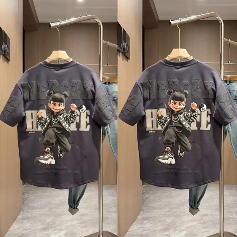 New Summer Printed Loose Casual Half-sleeved T-shirt Men's Fashionable All-match Trendy Short-sleeved Top