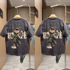 New Summer Printed Loose Casual Half-sleeved T-shirt Men's Fashionable All-match Trendy Short-sleeved Top