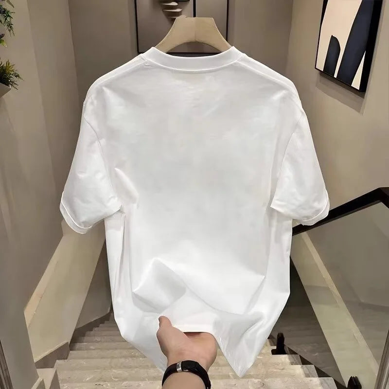 Cotton Summer Streetwear New Men's Graphic T-shirt Trendy Casual Crew Neck Short Sleeve