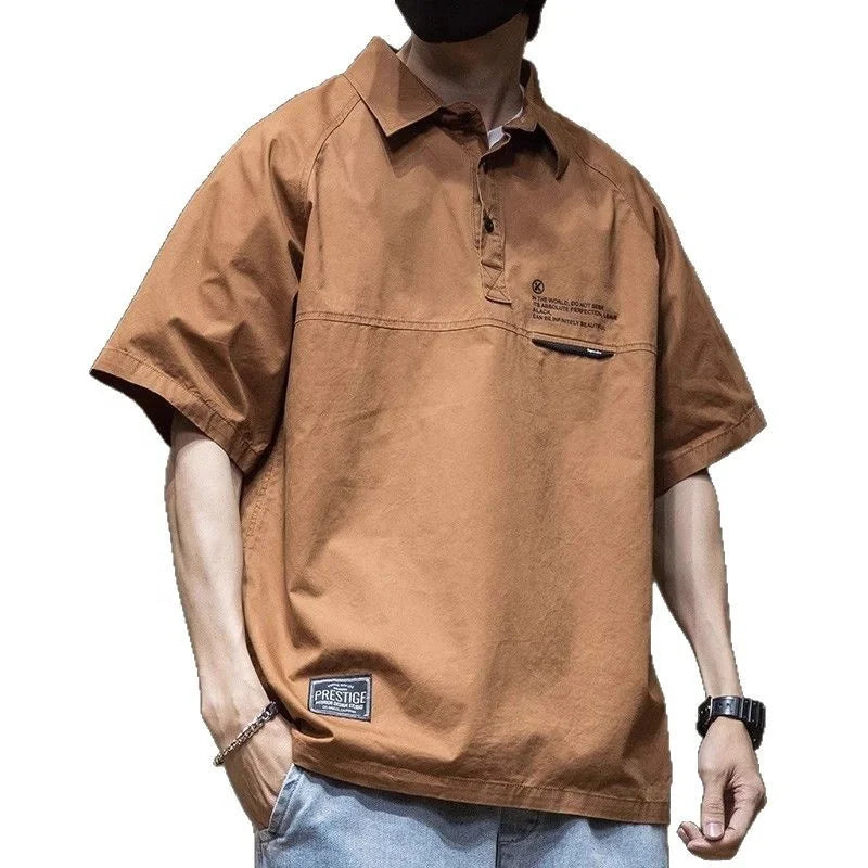 Summer Overalls Shirt Men's Polo Shirt Loose Large Size Men's Shirt Autumn Short-sleeved T-shirt Casual Top