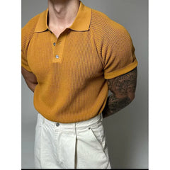 Summer new short-sleeved sweater men's honeycomb hollow POLO shirt shirt collar business T-shirt