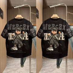 New Summer Printed Loose Casual Half-sleeved T-shirt Men's Fashionable All-match Trendy Short-sleeved Top