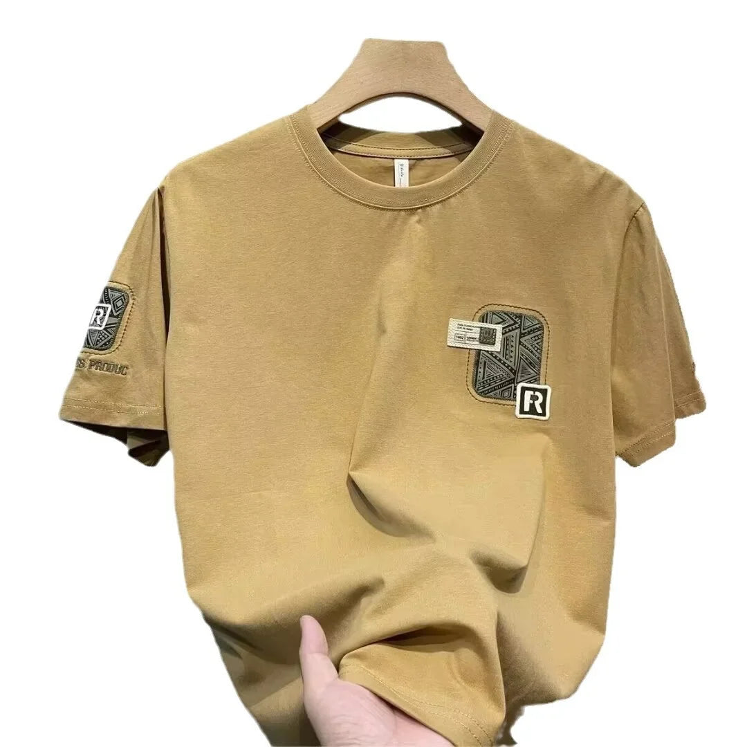 Summer Trendy Brand Men's Short-sleeved T-shirt Men's New Fashion Slim-fit Printed Top Clothes Half-sleeved T-shirt