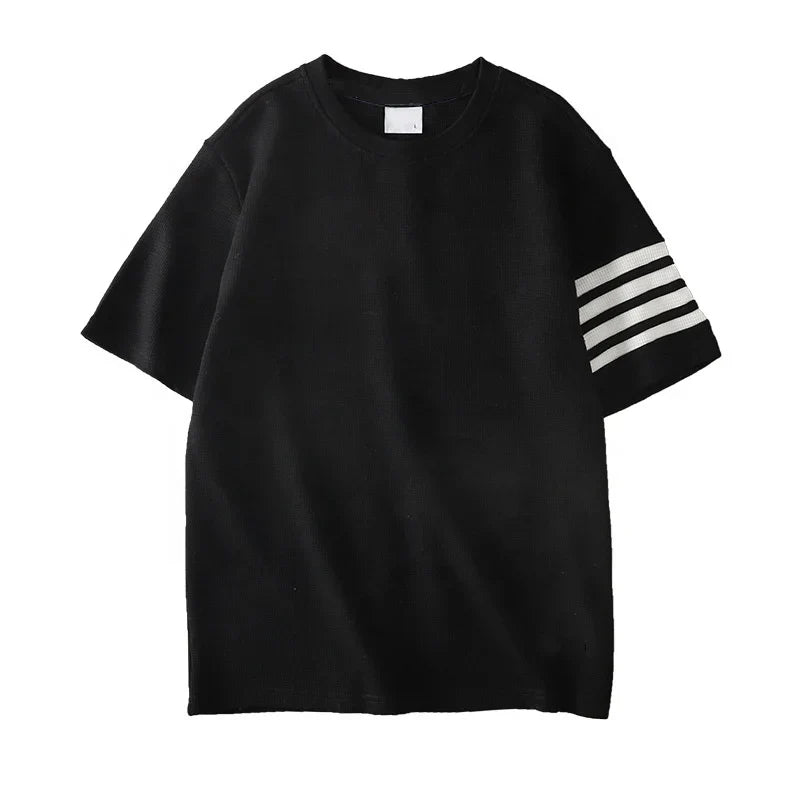 Waffles Short Sleeve T-shirt Men's Loose Top Men's Solid Color Men's Shirt Comfortable Classic Short Sleeve T-shirt