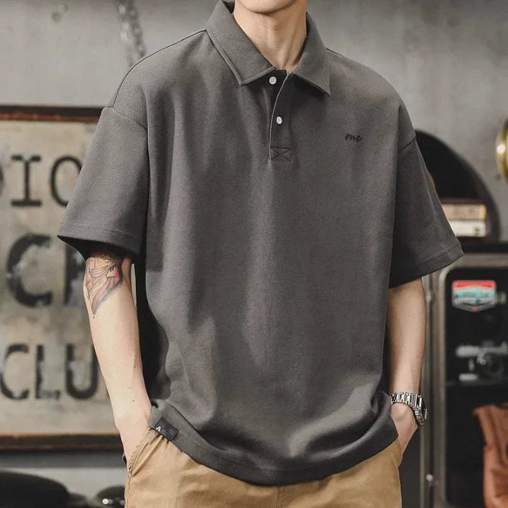 American Style Retro Polo Shirt Men's Summer Simple Men's Loose Large Size Men's Short-sleeved T-shirt Paul Shirt