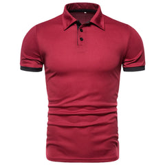 Spring Summer New Men's Solid Short Sleeve Polo Shirt Stylish Business Casual Lapel Top