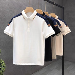 Trendy Brand Contrast Color Men's Polo Shirt New Men's Short-sleeved T-shirt