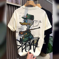 American Graffiti Printing Short-sleeved T-shirt Men's Summer Men's Casual Loose Half-sleeved Top