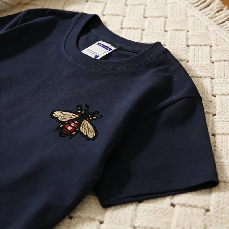 Cotton Embroidery Insect Short-sleeved T-shirt Distinctive Trendy Cotton T-shirt for Boys