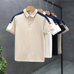 Trendy Brand Contrast Color Men's Polo Shirt New Men's Short-sleeved T-shirt
