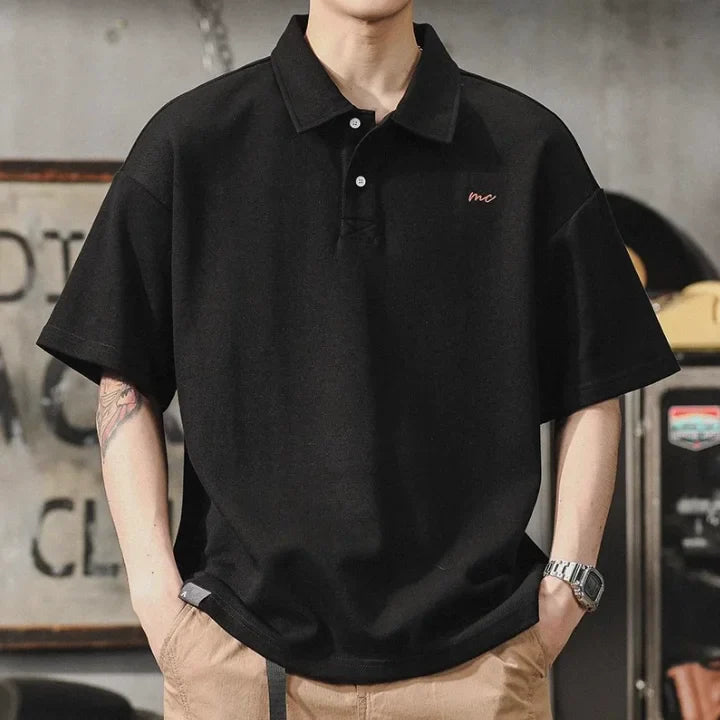 American Style Retro Polo Shirt Men's Summer Simple Men's Loose Large Size Men's Short-sleeved T-shirt Paul Shirt