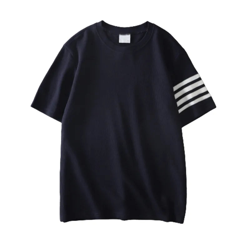 Waffles Short Sleeve T-shirt Men's Loose Top Men's Solid Color Men's Shirt Comfortable Classic Short Sleeve T-shirt