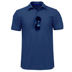 Men's Breathable Quick Dry Mercerized Short Sleeve Polo Shirt Tactical Shirt Hiking Hunting Training Stretchy Loose Polo Shirt