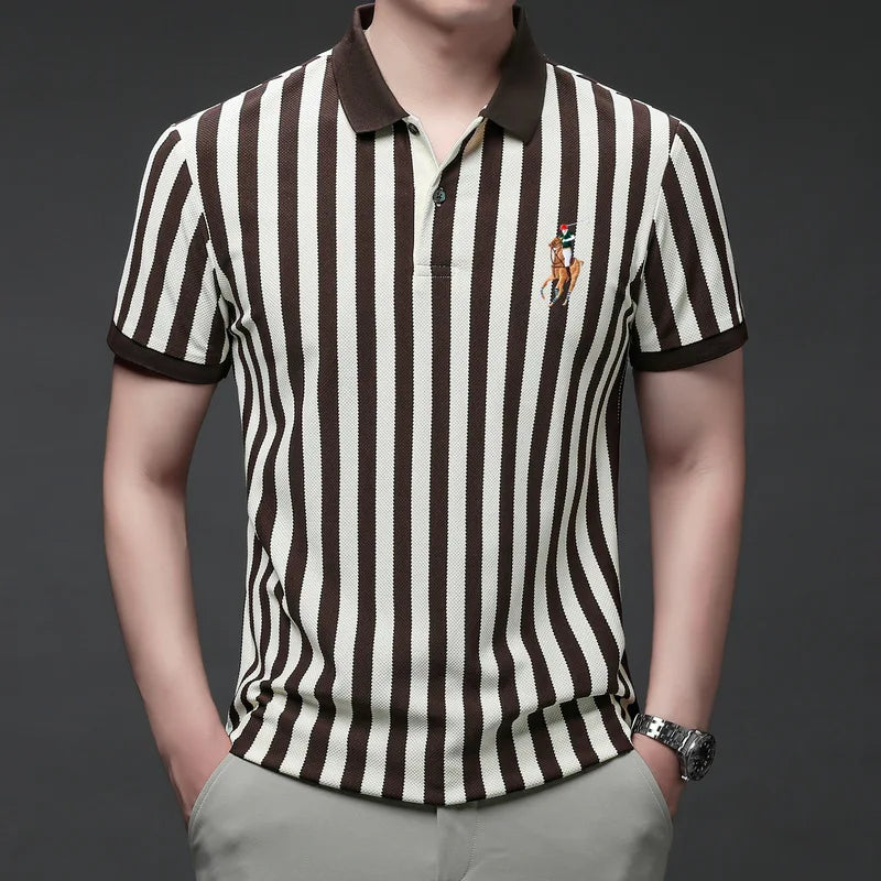 Summer New Men's High Quality Embroidered Polo Shirt Loose Fit Short Sleeve Casual Top
