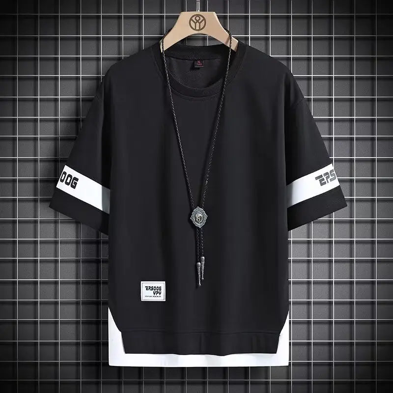 New Short-sleeved T-shirt Men's Summer Thin Top Hong Kong-style Fashionable Ins Casual Half-sleeved Shirt