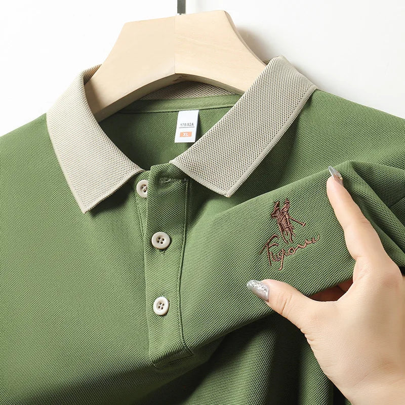 Summer Trending Breathable Short-Sleeved Lapel T-Shirt Men Casual Style Polo Shirts