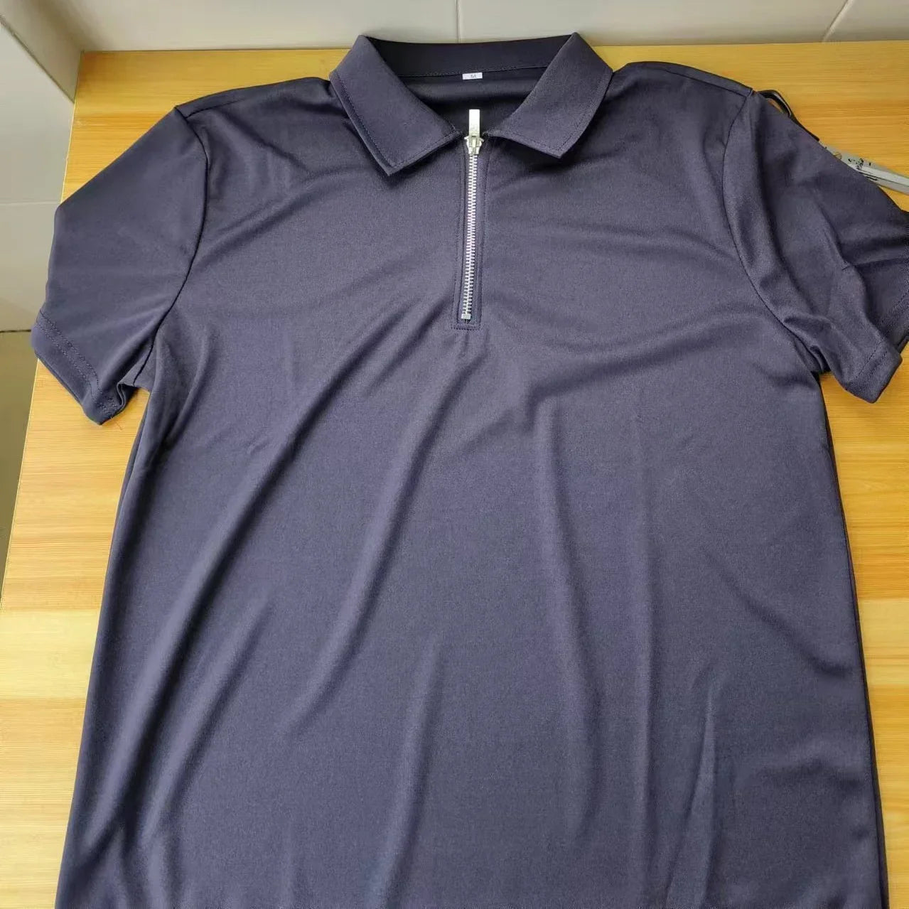 Men's Fashion Solid Color Short Sleeve Zipper Slim Fit Casual T-shirt