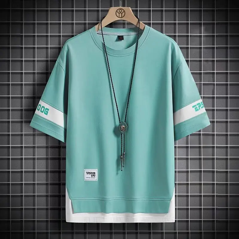 New Short-sleeved T-shirt Men's Summer Thin Top Hong Kong-style Fashionable Ins Casual Half-sleeved Shirt