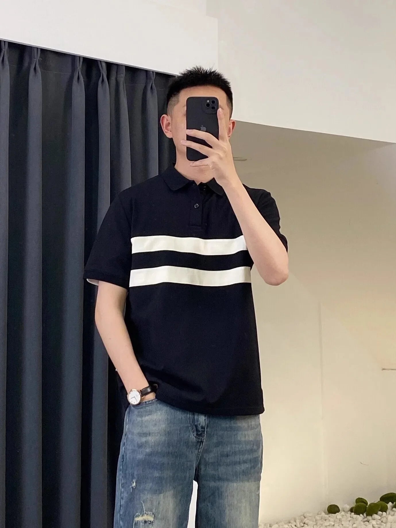 Men's New Trendy Color-Block Polo Shirt - Premium Slim-Fit Collared Short-Sleeve Top for Summer