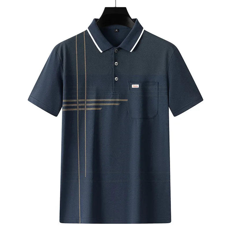 New Plus Size Men's Casual Fashion Printed Polo Shirt - Short Sleeve Lapel T-Shirt