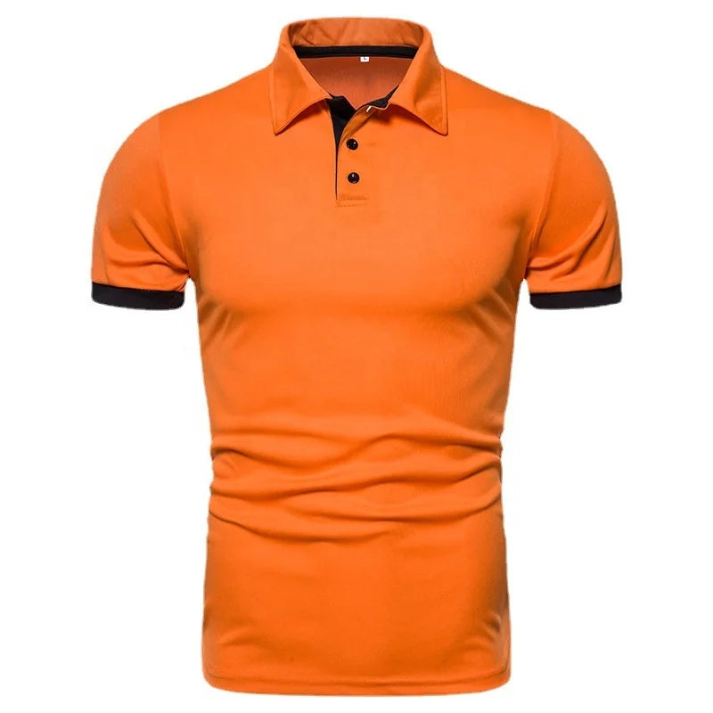 Spring Summer New Men's Solid Short Sleeve Polo Shirt Stylish Business Casual Lapel Top