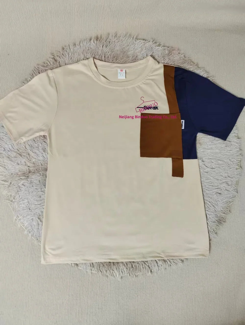 Summer Men's Design Sense Short-sleeved T-shirt Stitching Hong Kong Style Contrast Color Half-sleeved Top Casual Men's Clothes