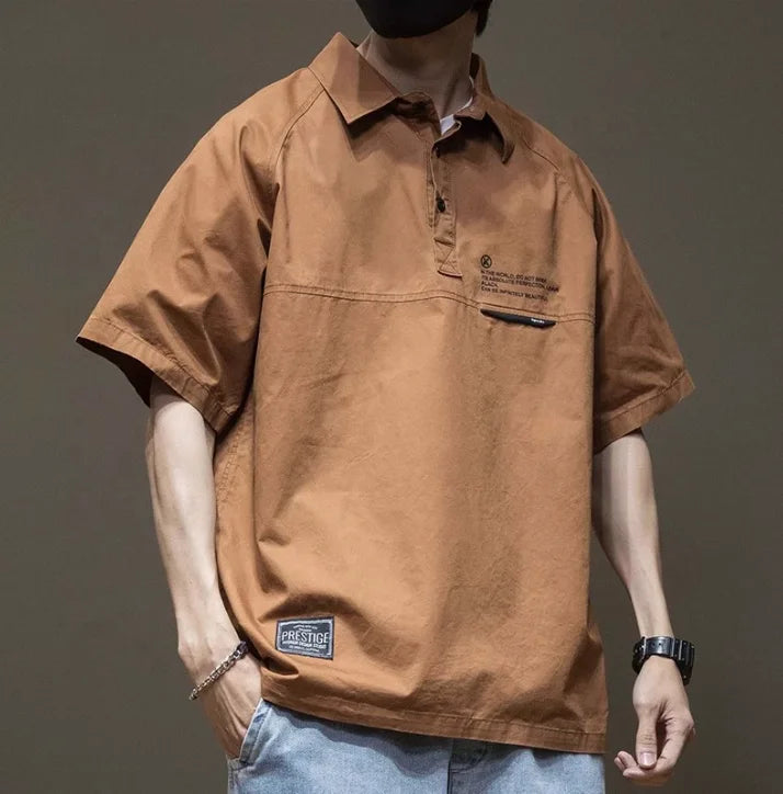 Summer Overalls Shirt Men's Polo Shirt Loose Large Size Men's Shirt Autumn Short-sleeved T-shirt Casual Top