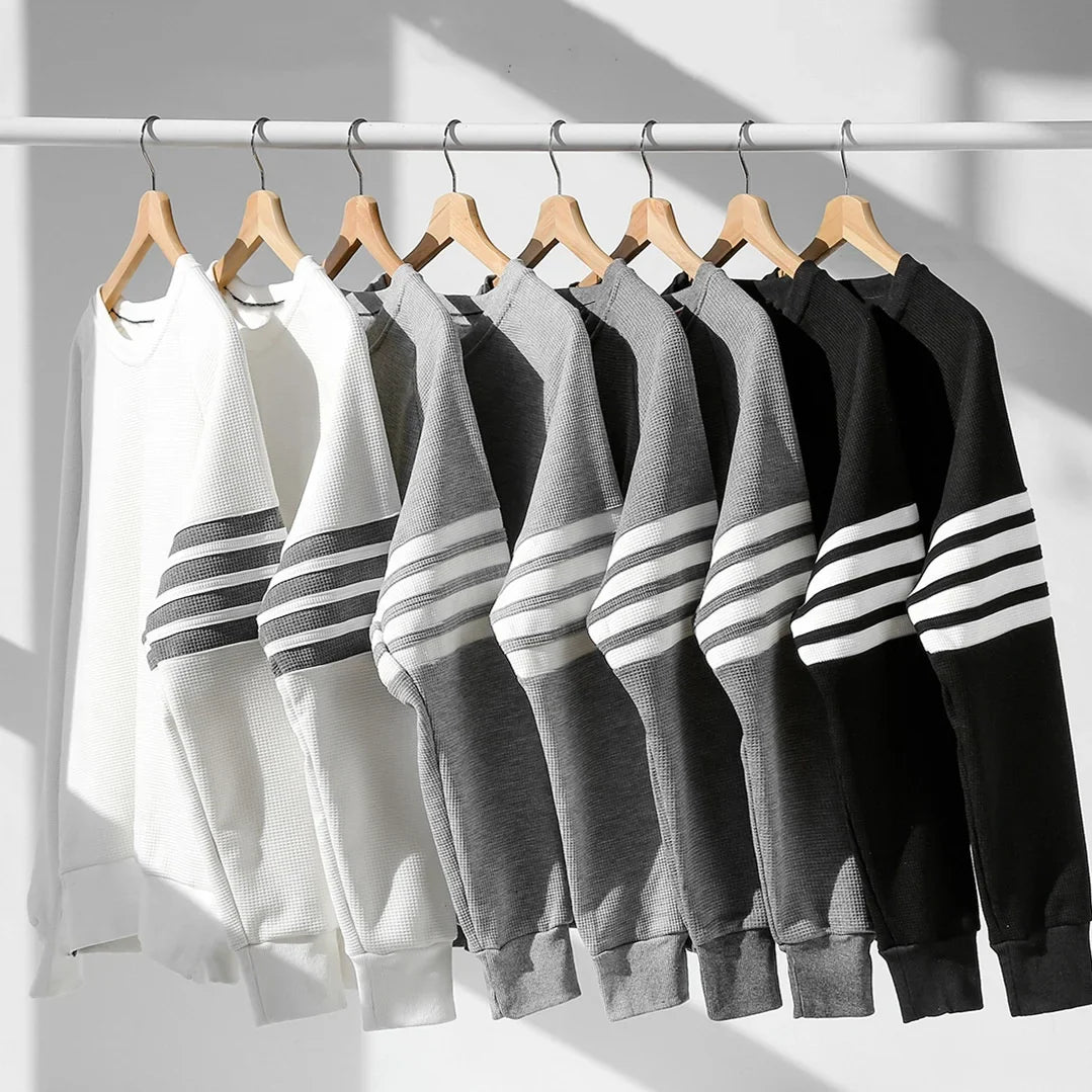 Waffley Men's Sweatshirt Spring and Autumn New Men's Crewneck Pullover Loose Sweatshirt Top Trendy Long Sleeve T-shirt