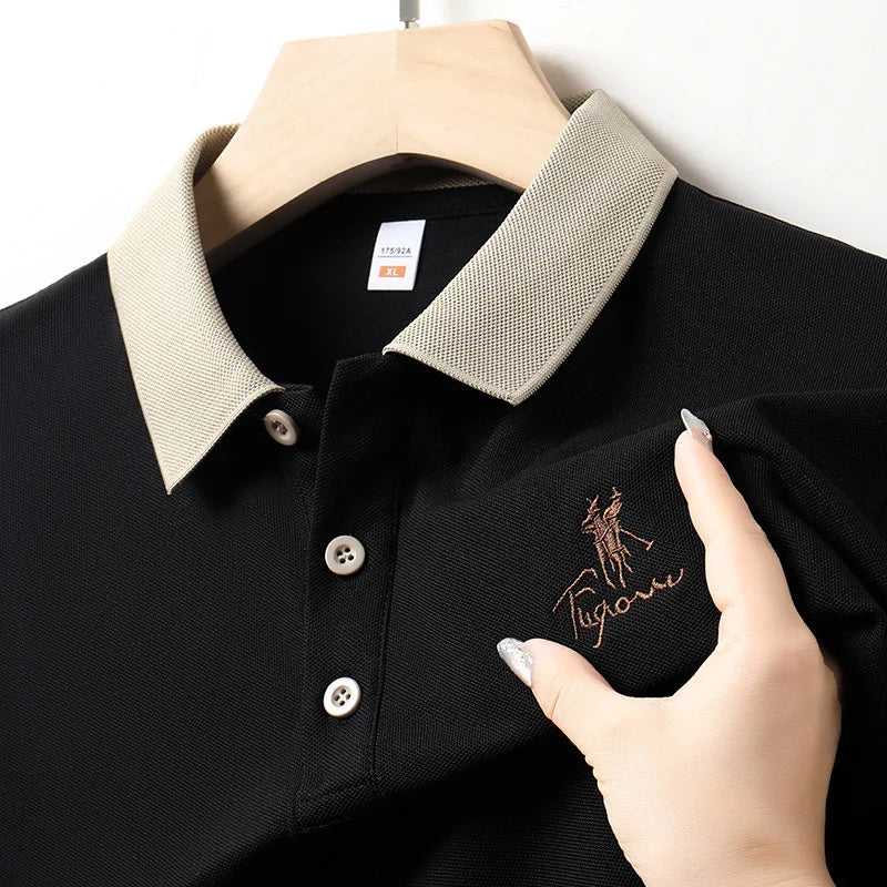 Summer Trending Breathable Short-Sleeved Lapel T-Shirt Men Casual Style Polo Shirts