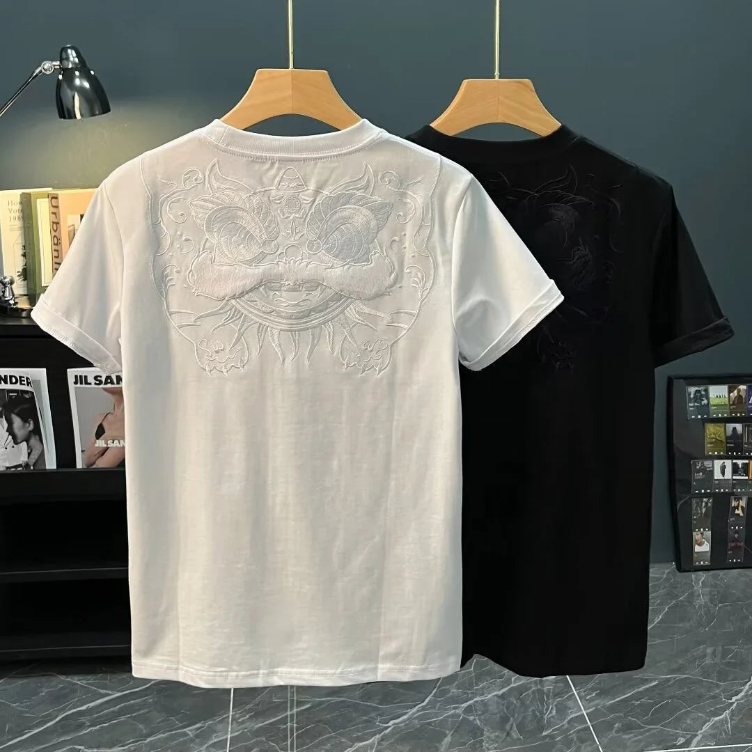Embroidered Short-sleeved Men's T-shirt Summer New Casual Half-sleeved T-shirt Youth Base Shirt