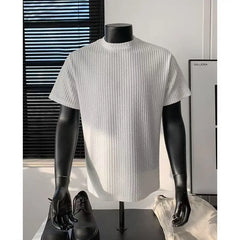 Men's Summer Casual Style Solid Breathable Loose Fit Short-Sleeved Knitted T-Shirt