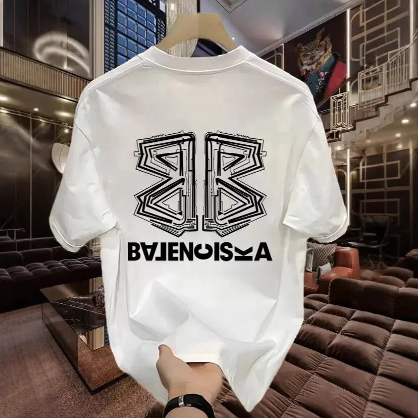 Unisex Casual Short-Sleeve Cotton T-Shirt - Summer Trendy Brand Printed Design Loose Fit & Versatile Crew Neck Stylish Top