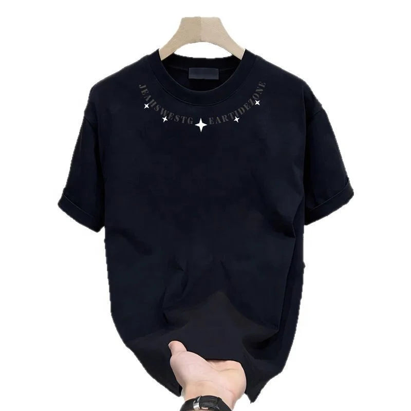 Unisex Heavyweight Cotton Short Sleeve T-Shirt Summer New Arrival Chinese Trendy Style Couple-Friendly Casual Top