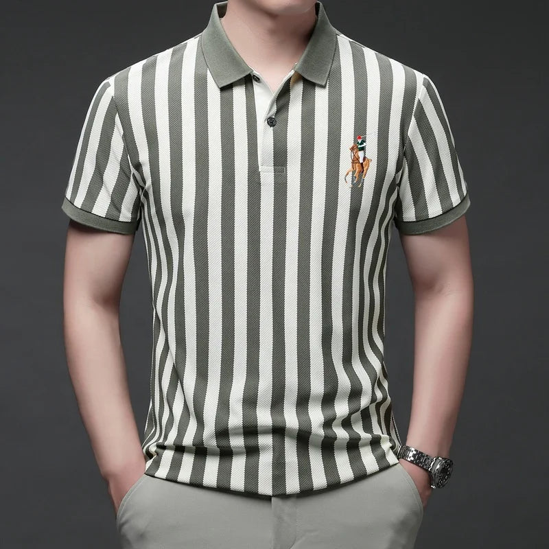 Summer New Men's High Quality Embroidered Polo Shirt Loose Fit Short Sleeve Casual Top