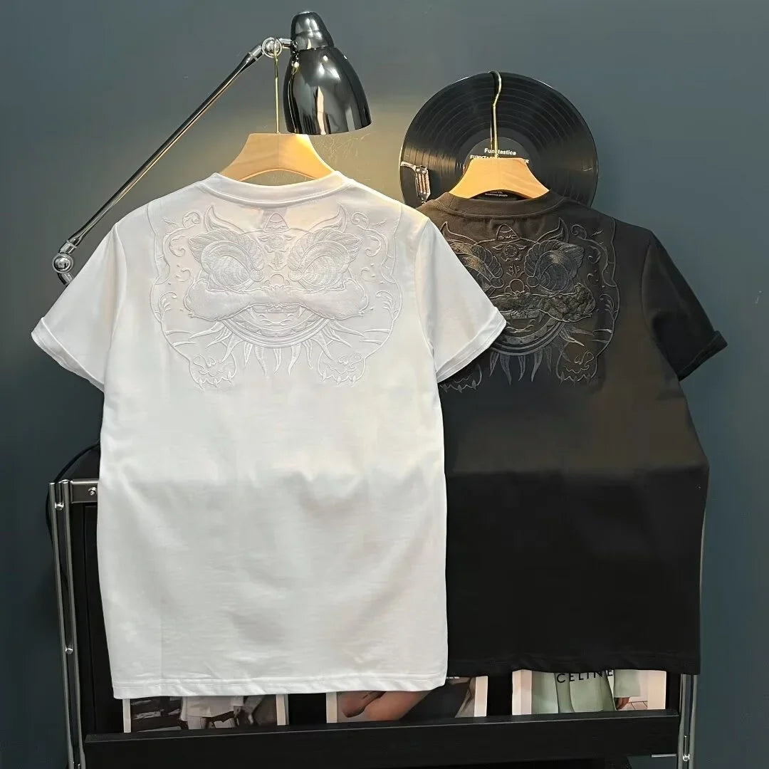 Embroidered Short-sleeved Men's T-shirt Summer New Casual Half-sleeved T-shirt Youth Base Shirt