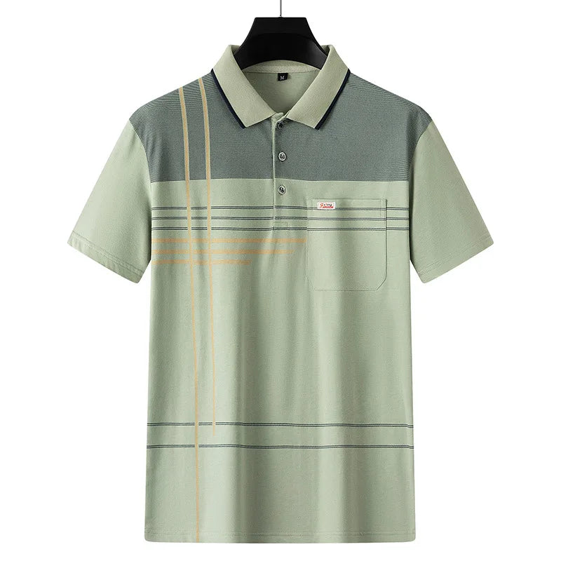 New Plus Size Men's Casual Fashion Printed Polo Shirt - Short Sleeve Lapel T-Shirt