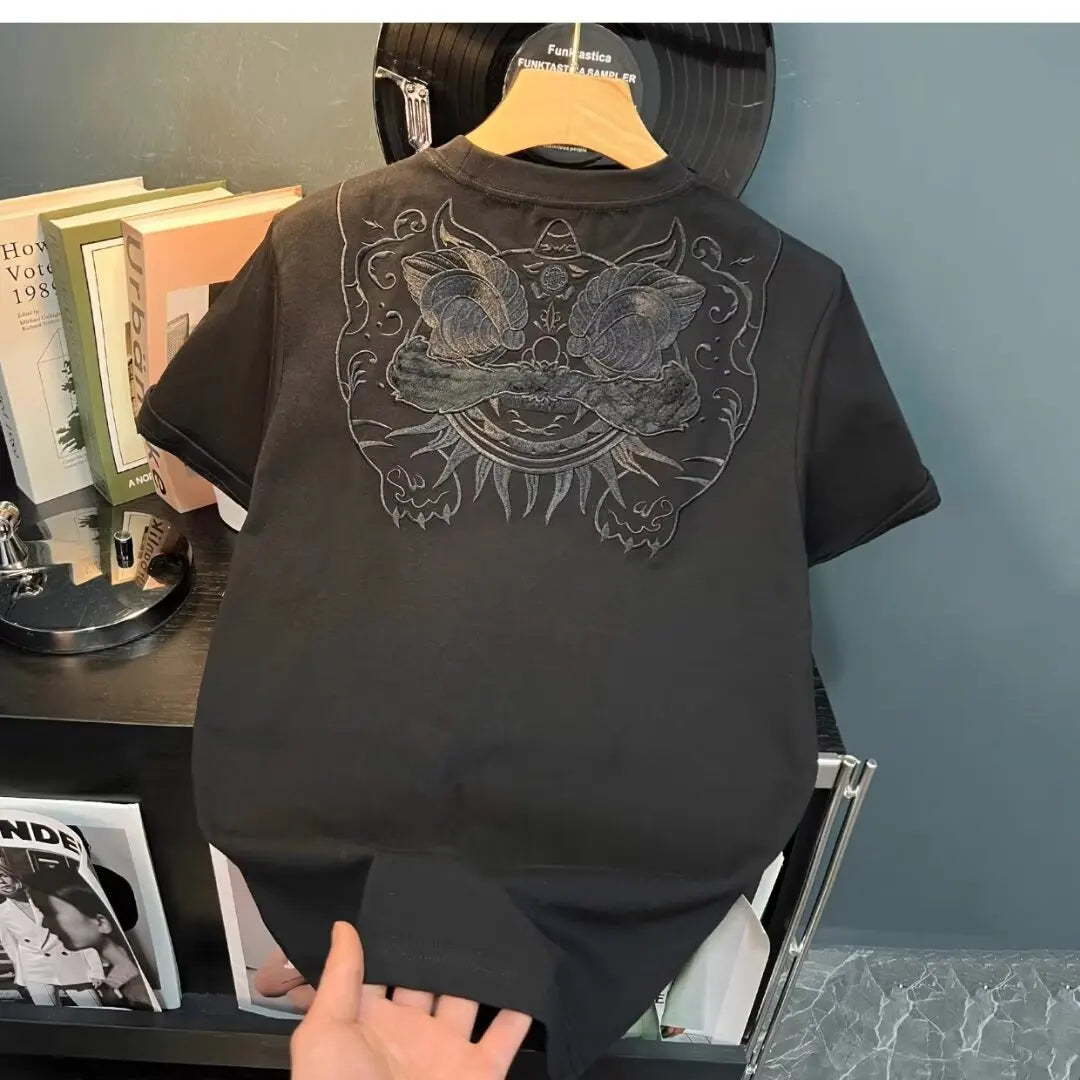 Embroidered Short-sleeved Men's T-shirt Summer New Casual Half-sleeved T-shirt Youth Base Shirt