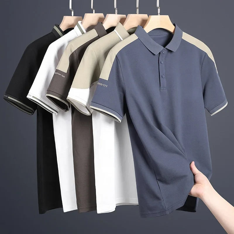 New Youth Summer Ice Silk Cool New Turndown Shirt Men's Casual Trendy Color-matching Short-sleeved Shirt for Men