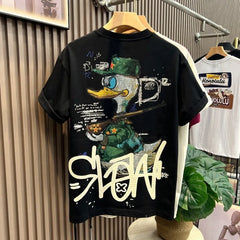 American Graffiti Printing Short-sleeved T-shirt Men's Summer Men's Casual Loose Half-sleeved Top