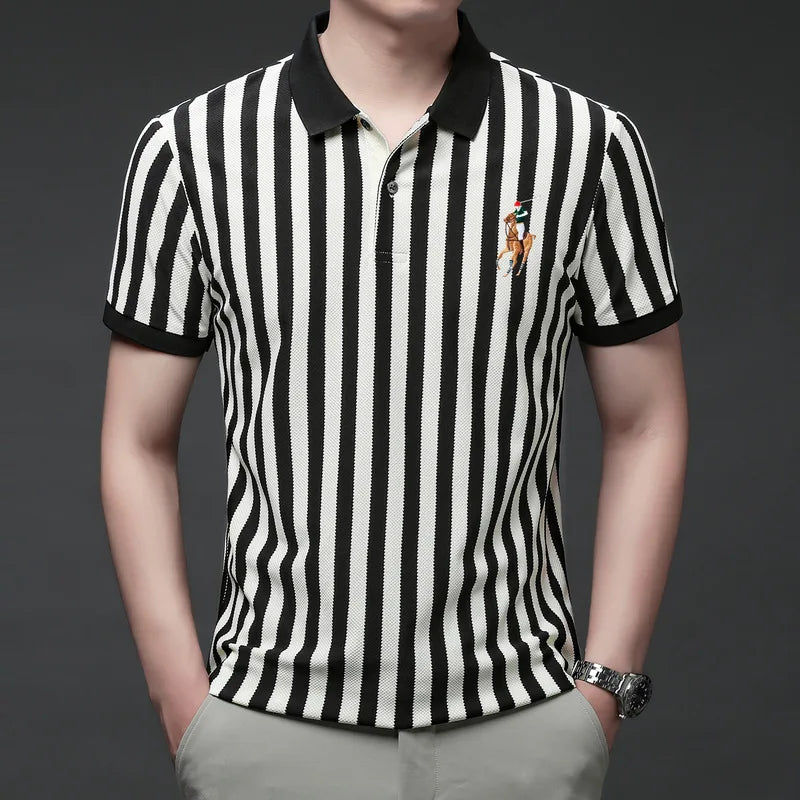 Summer New Men's High Quality Embroidered Polo Shirt Loose Fit Short Sleeve Casual Top