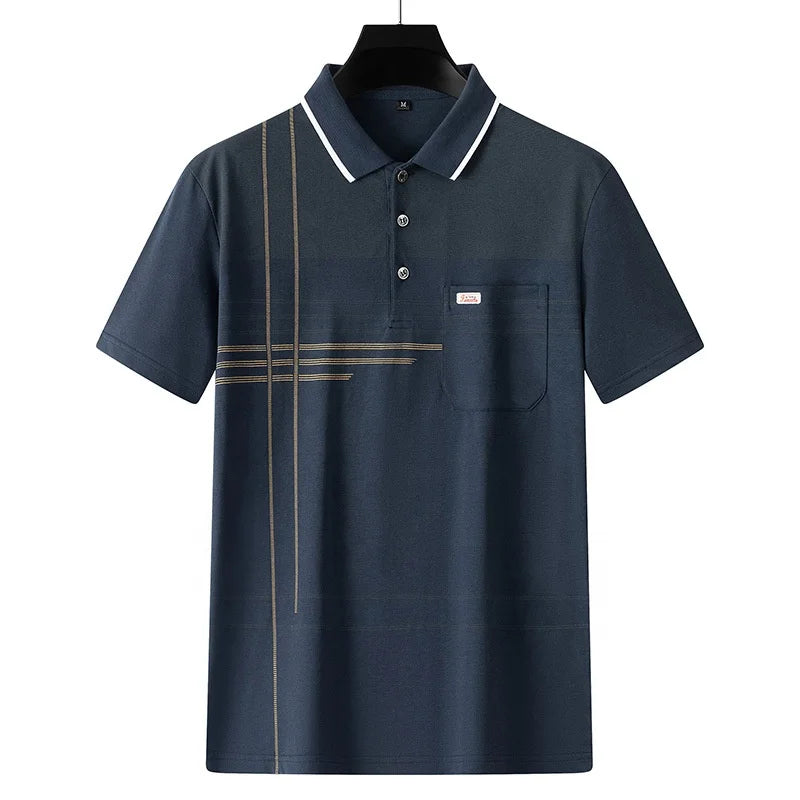 New Plus Size Men's Casual Fashion Printed Polo Shirt - Short Sleeve Lapel T-Shirt
